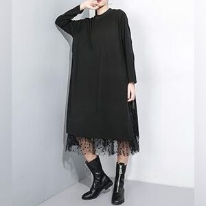 Marigold Shadows Black Sweater Dress W/Tulle Skirt Size M/L